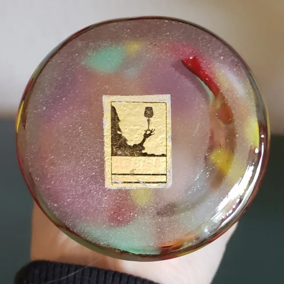 Vintage Handblown Kreiss Japan Multicolor Art Glass Mid-Century Modern Boho Vase - Picture 8 of 10
